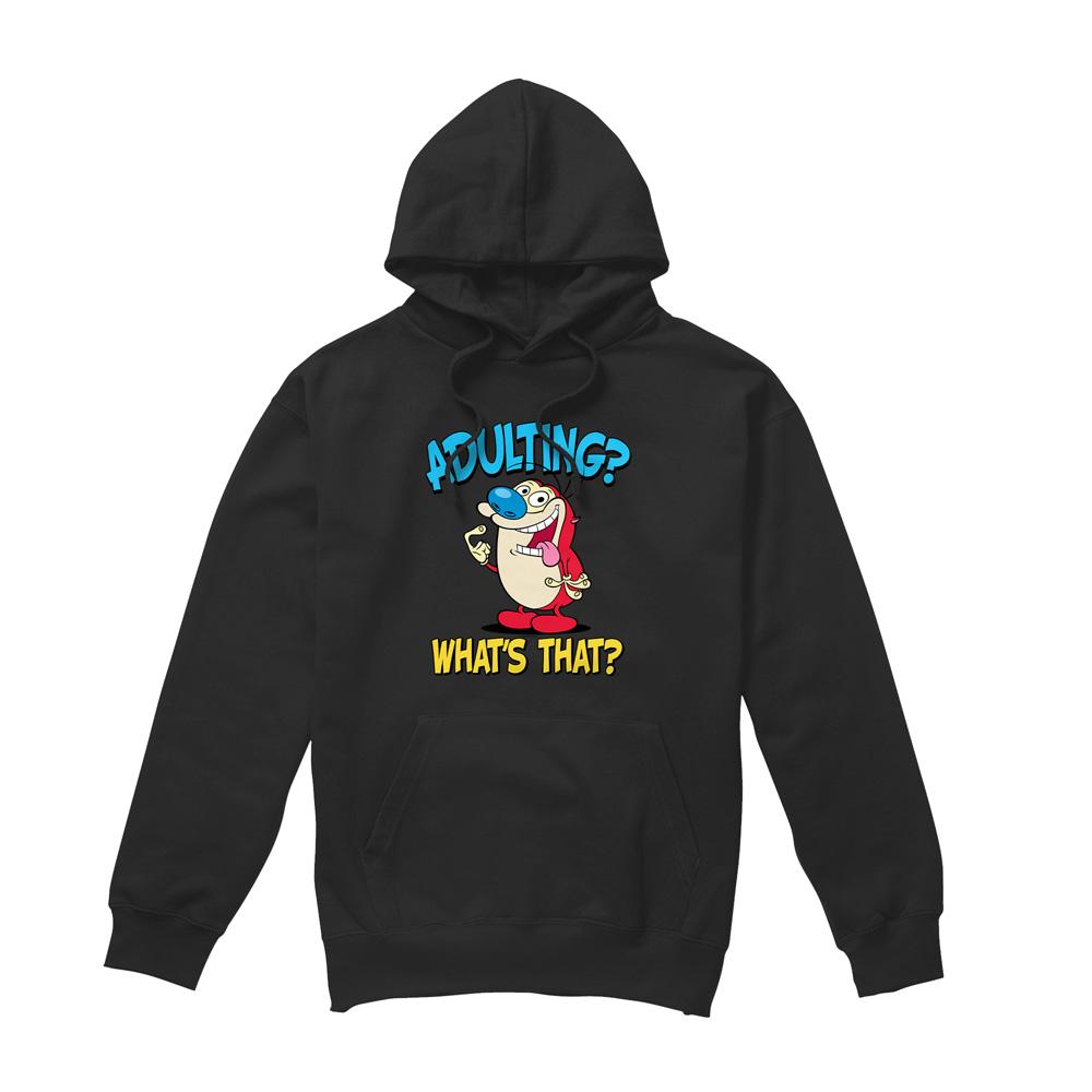 Black - Back - Ren & Stimpy Mens Adulting 2 Hoodie