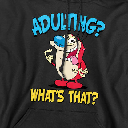 Black - Side - Ren & Stimpy Mens Adulting 2 Hoodie