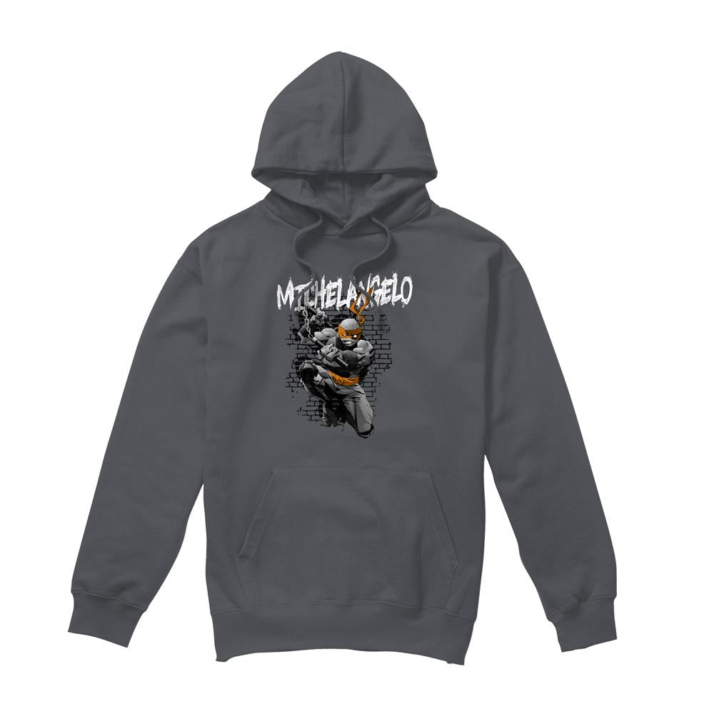 Charcoal - Front - Teenage Mutant Ninja Turtles Mens Michelangelo Hoodie