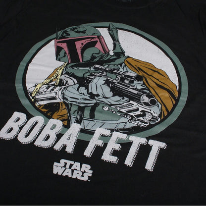 Black - Side - Star Wars Mens Boba Fett Retro T-Shirt