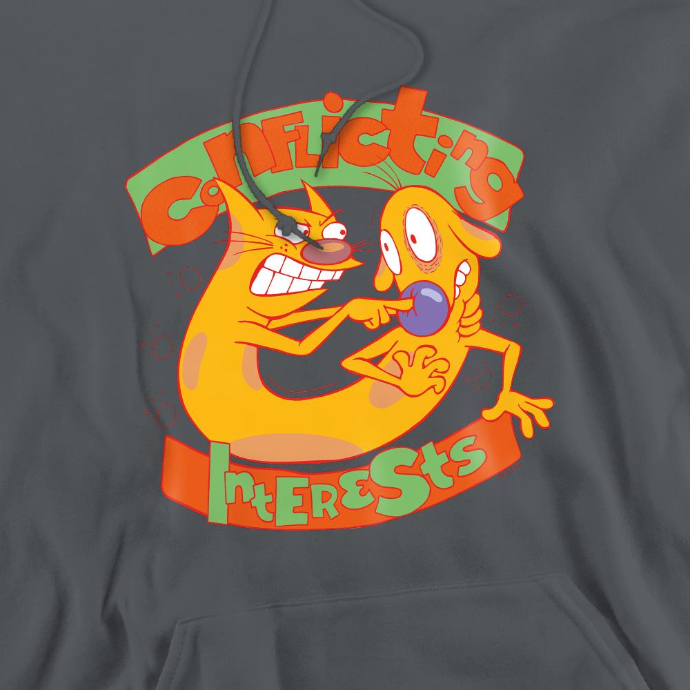 Charcoal - Pack Shot - CatDog Mens Conflicting Interests Hoodie