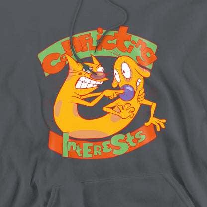 Charcoal - Pack Shot - CatDog Mens Conflicting Interests Hoodie