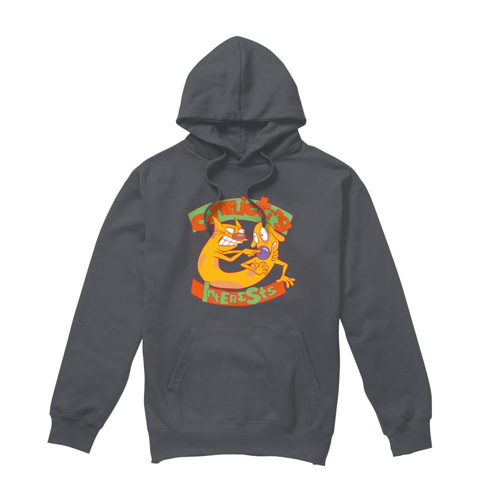 Charcoal - Front - CatDog Mens Conflicting Interests Hoodie