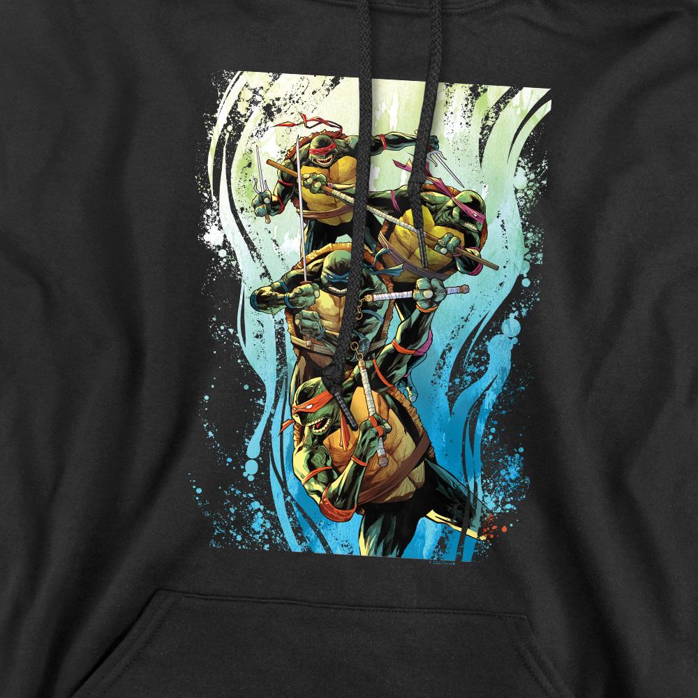 Black - Pack Shot - Teenage Mutant Ninja Turtles Mens Cool Rainbow Warriors Hoodie
