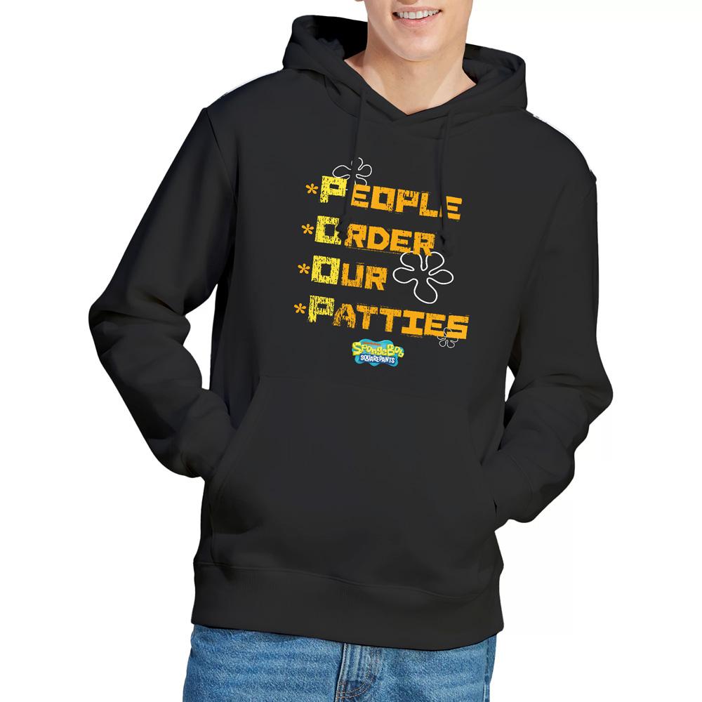 Black - Lifestyle - SpongeBob SquarePants Mens People Order Our Patties Hoodie