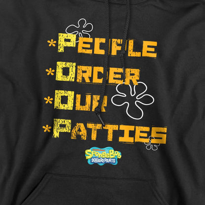 Black - Pack Shot - SpongeBob SquarePants Mens People Order Our Patties Hoodie