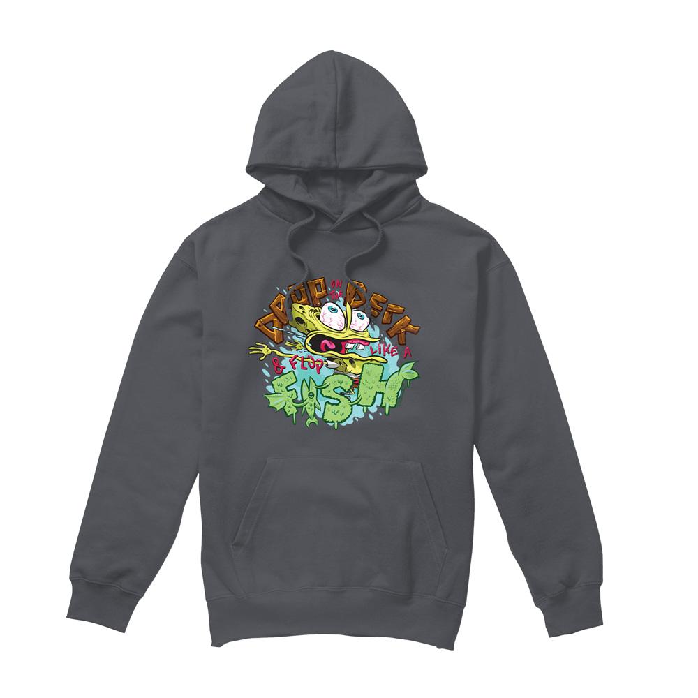 Charcoal - Front - SpongeBob SquarePants Mens Drop And Flop Hoodie