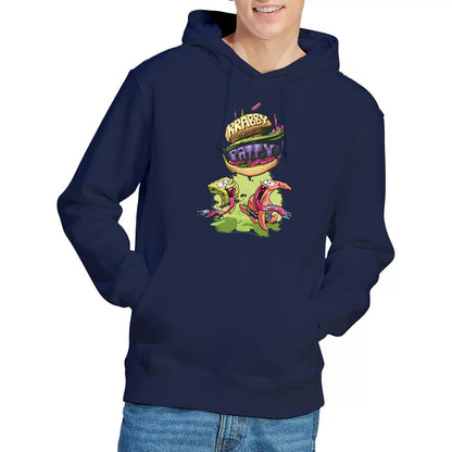 Navy - Lifestyle - SpongeBob SquarePants Mens Krabby Patty From The Sky Hoodie