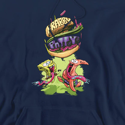 Navy - Pack Shot - SpongeBob SquarePants Mens Krabby Patty From The Sky Hoodie