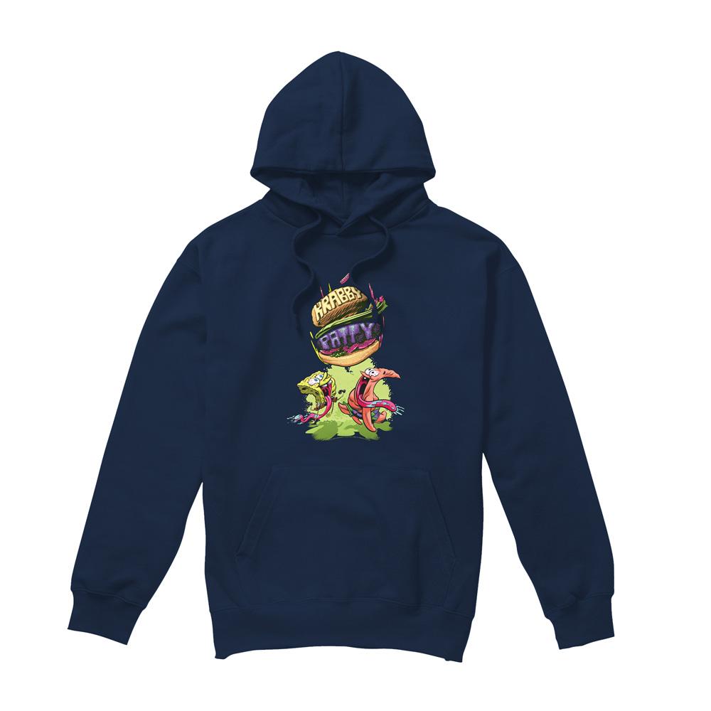 Navy - Front - SpongeBob SquarePants Mens Krabby Patty From The Sky Hoodie