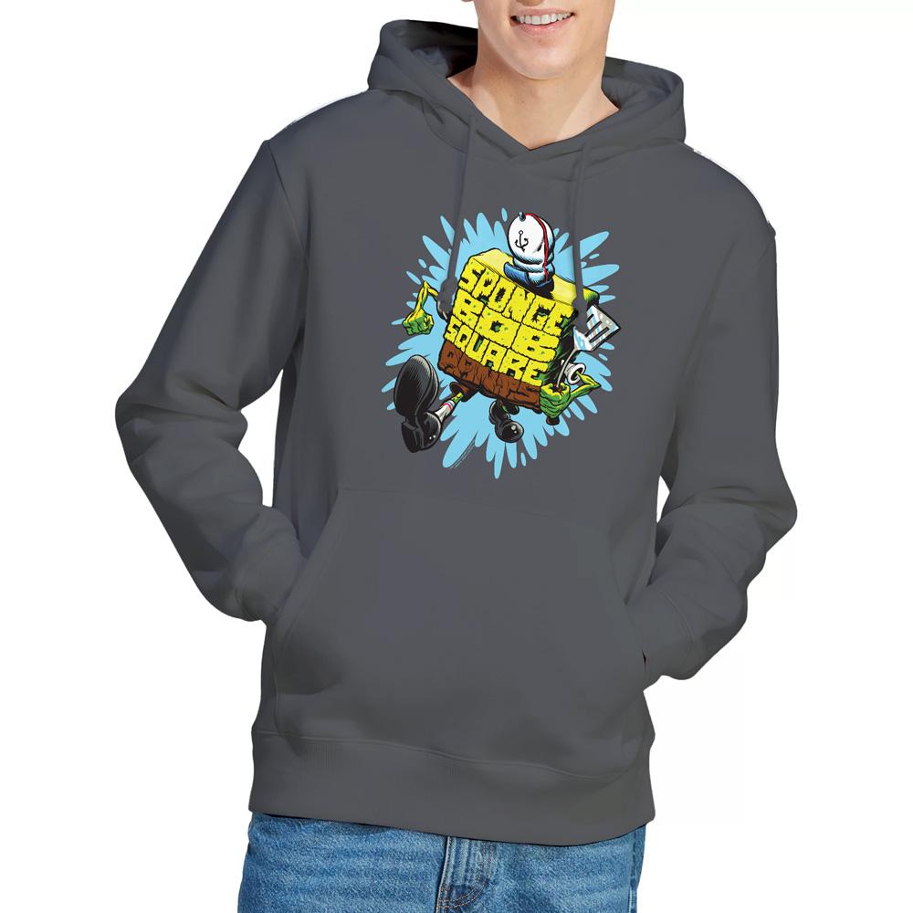 Charcoal - Lifestyle - SpongeBob SquarePants Mens Letter Hoodie