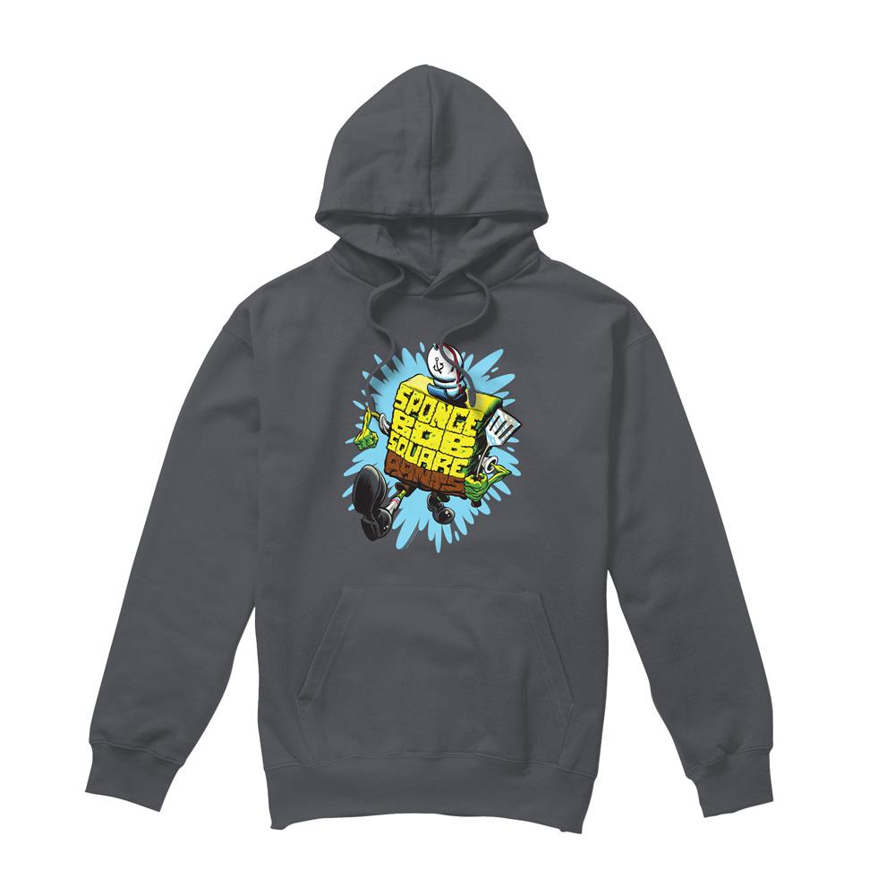 Charcoal - Front - SpongeBob SquarePants Mens Letter Hoodie