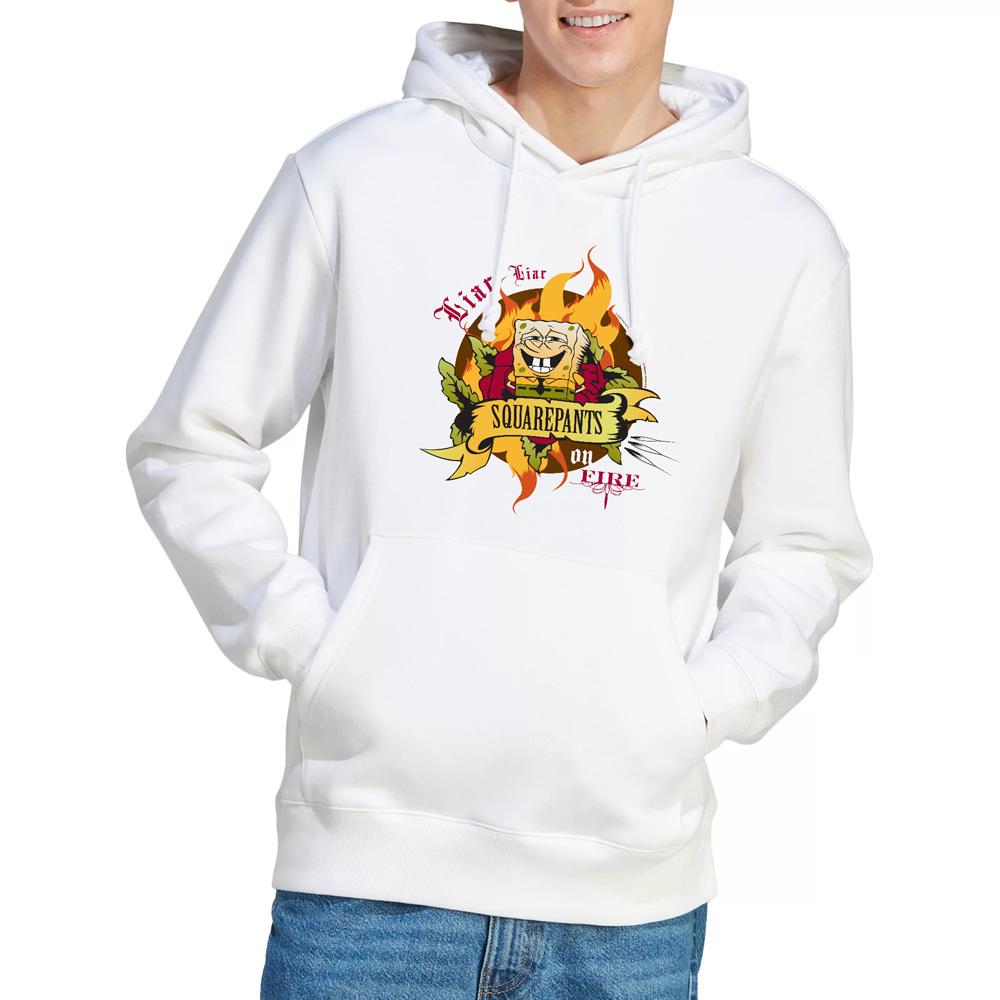 White - Lifestyle - SpongeBob SquarePants Mens Liar Liar Pants On Fire Hoodie