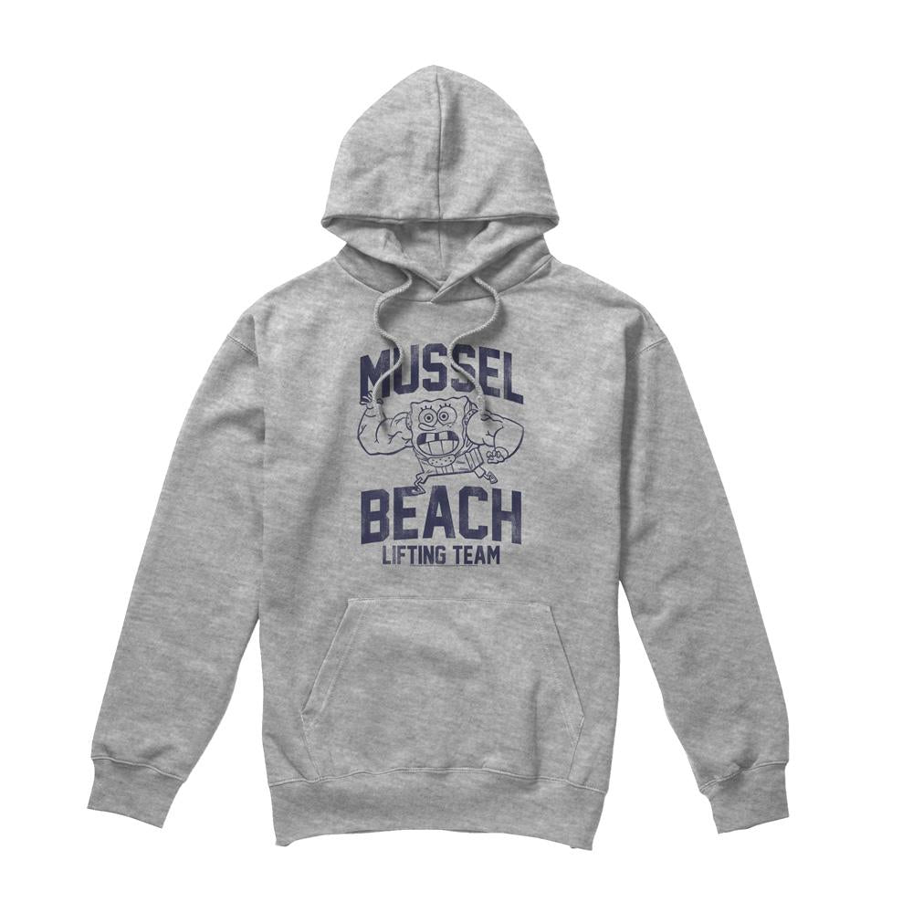 Sport Heather - Front - SpongeBob SquarePants Mens Mussle Beach Lifting Team Hoodie