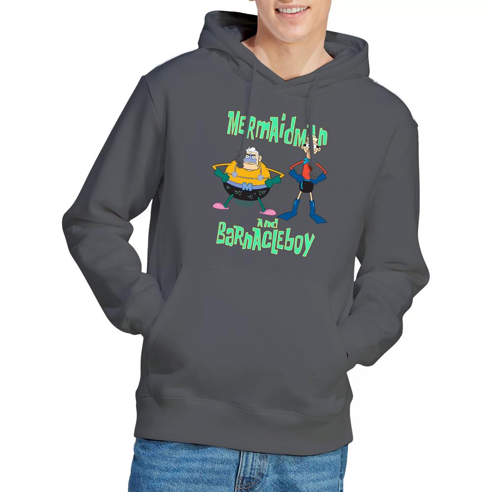 Charcoal - Lifestyle - SpongeBob SquarePants Mens Mermaid Man & Barnacle Boy Hoodie