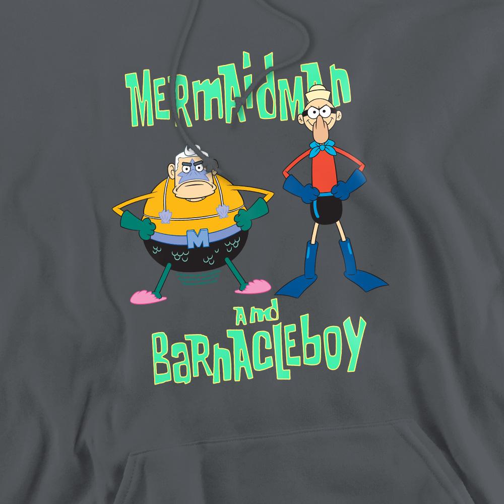 Charcoal - Pack Shot - SpongeBob SquarePants Mens Mermaid Man & Barnacle Boy Hoodie