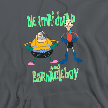 Charcoal - Pack Shot - SpongeBob SquarePants Mens Mermaid Man & Barnacle Boy Hoodie