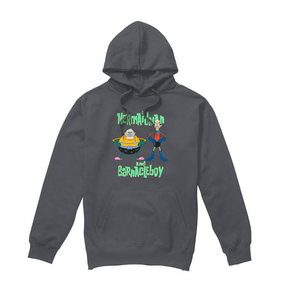 Charcoal - Front - SpongeBob SquarePants Mens Mermaid Man & Barnacle Boy Hoodie