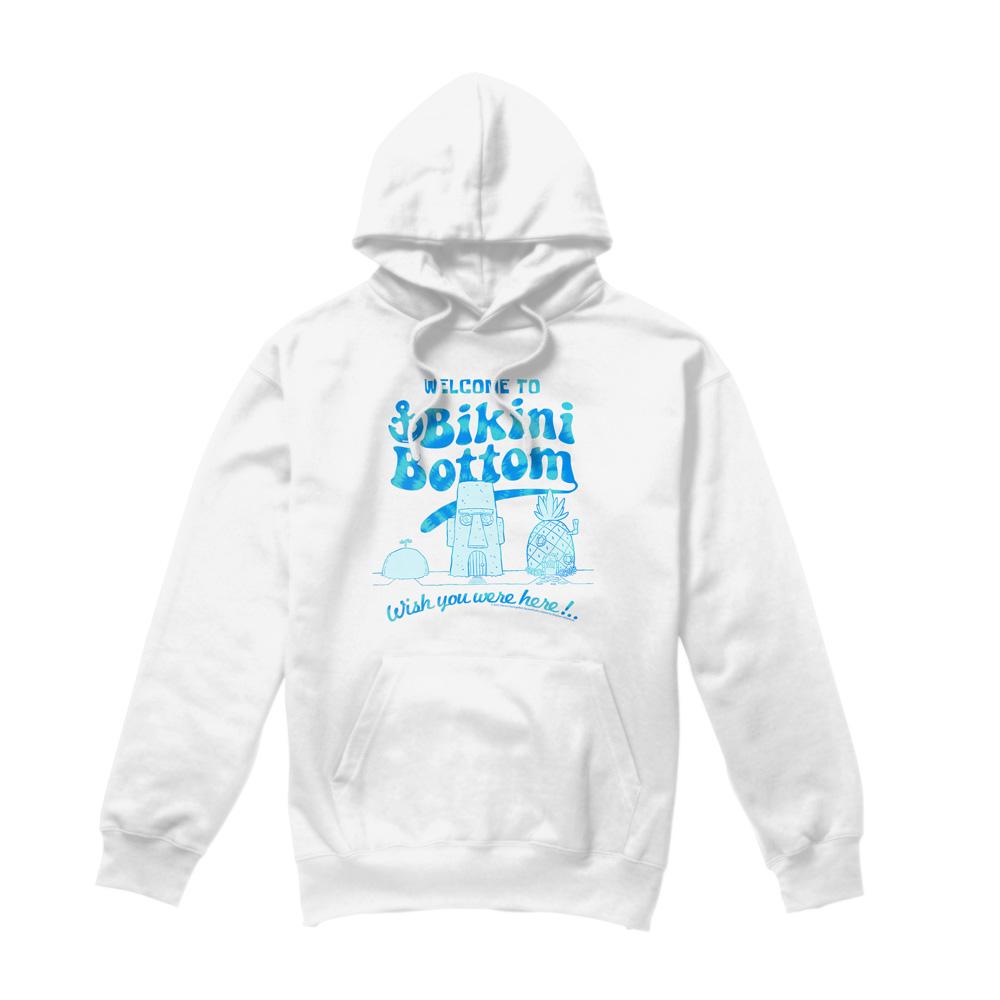 White - Front - SpongeBob SquarePants Mens Bikini Bottom Welcome Hoodie