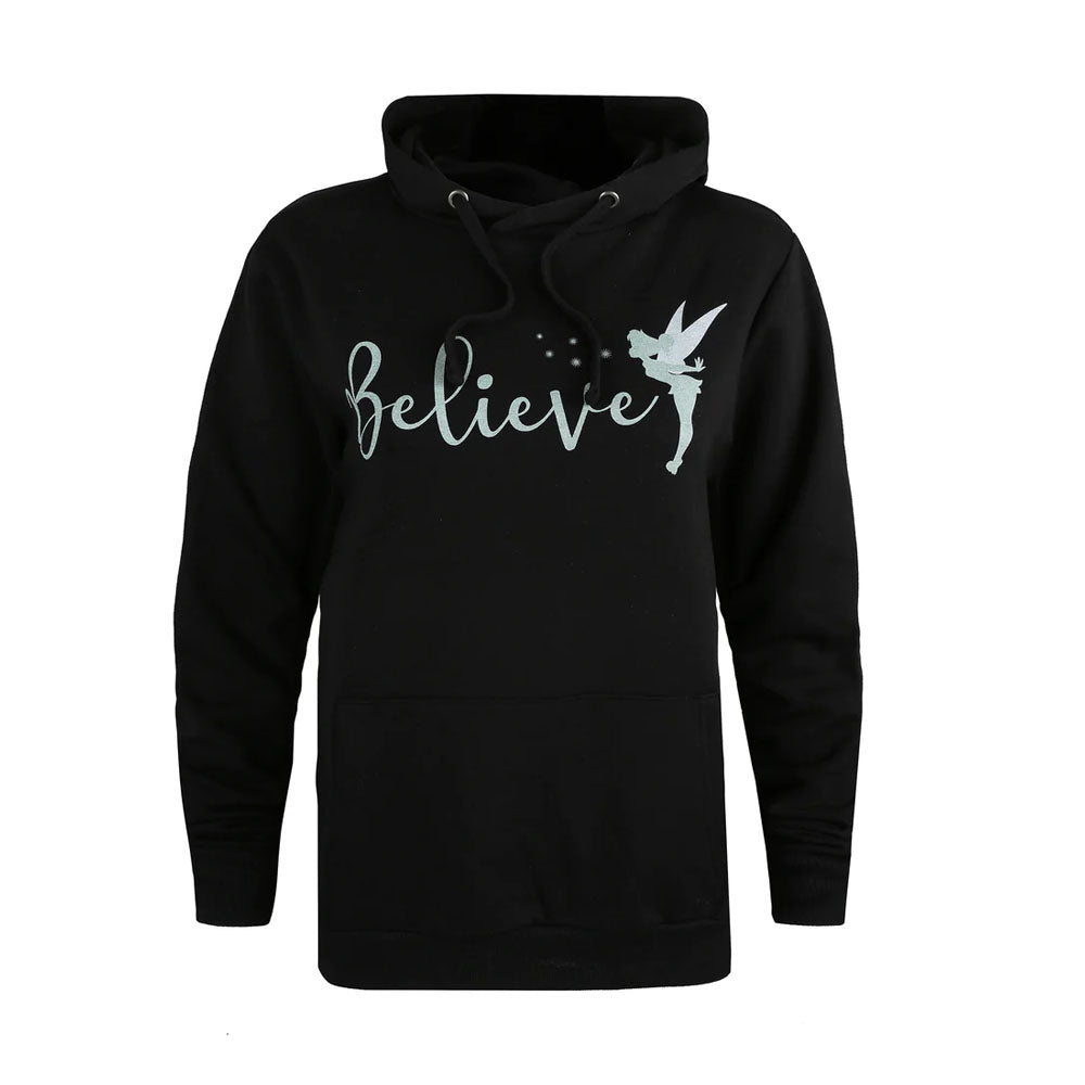 Black - Front - Disney Womens-Ladies Believe In Fairies Hoodie