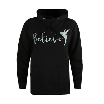 Black - Front - Disney Womens-Ladies Believe In Fairies Hoodie