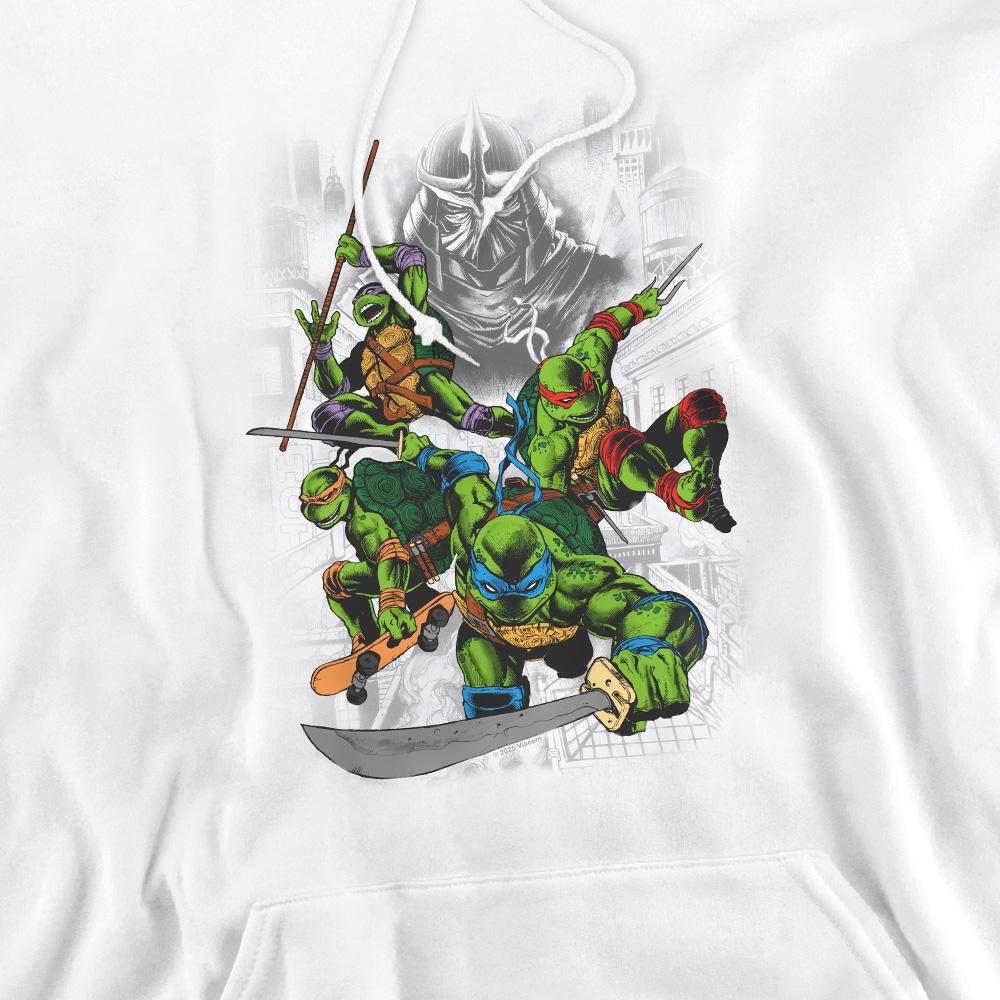 White - Pack Shot - Teenage Mutant Ninja Turtles Mens Shredder And Turtles Comic Hoodie