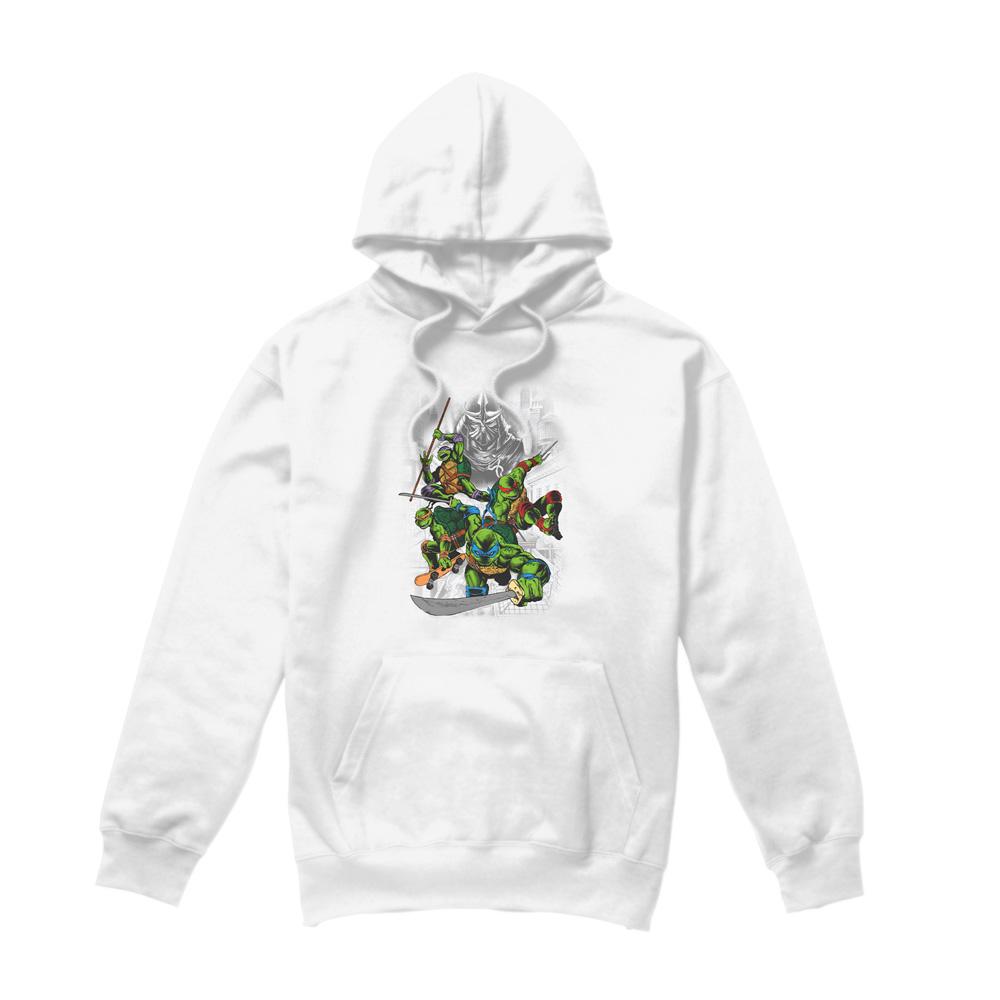 White - Front - Teenage Mutant Ninja Turtles Mens Shredder And Turtles Comic Hoodie