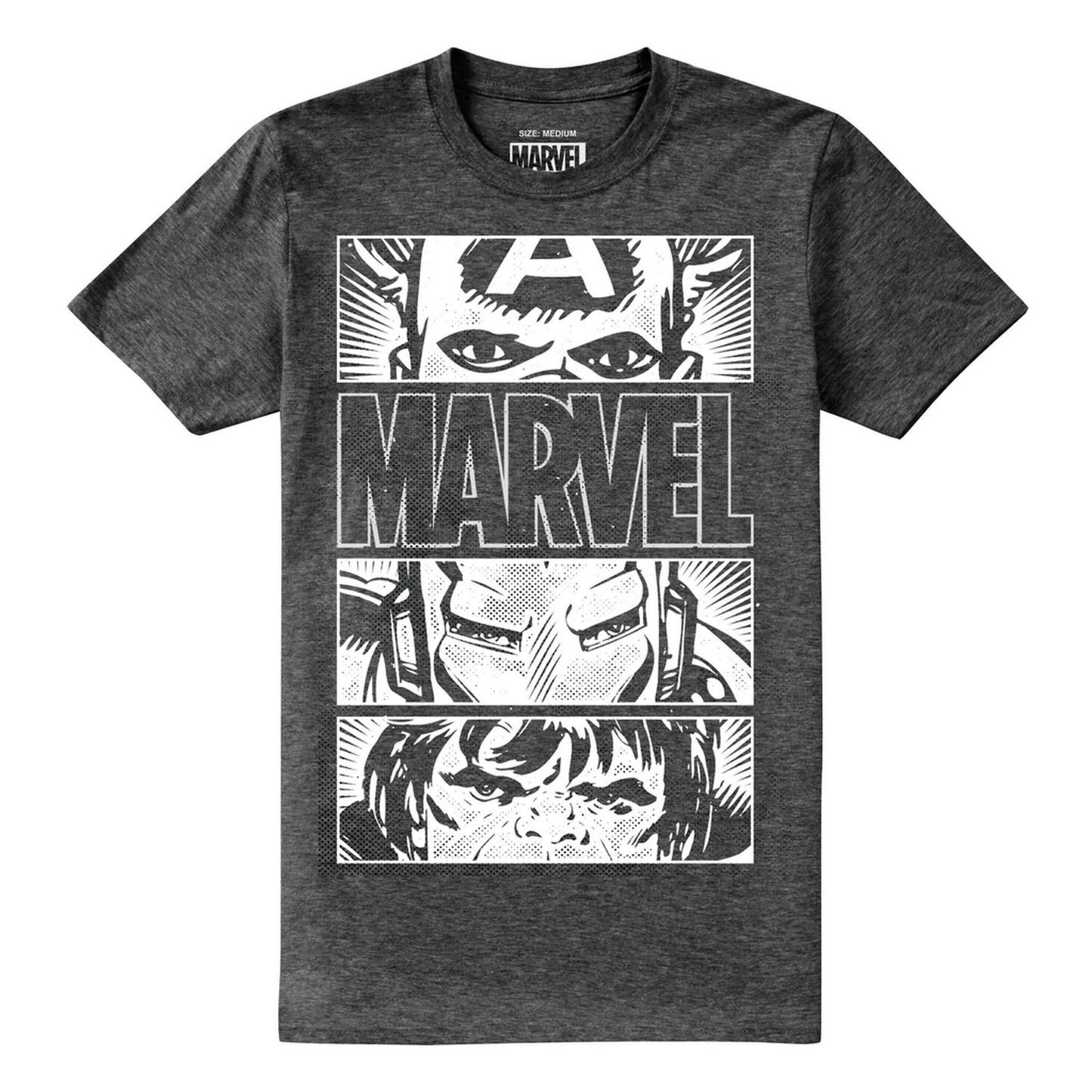 Dark Heather - Front - Marvel Mens Heroes Eyes Light T-Shirt