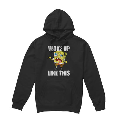 Black - Front - SpongeBob SquarePants Mens Woke Up Like This Meme Hoodie