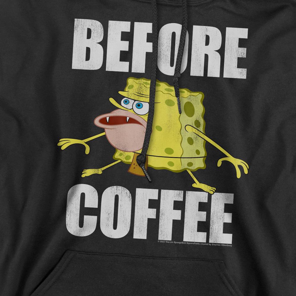 Black - Pack Shot - SpongeBob SquarePants Mens Before Coffee Meme Hoodie