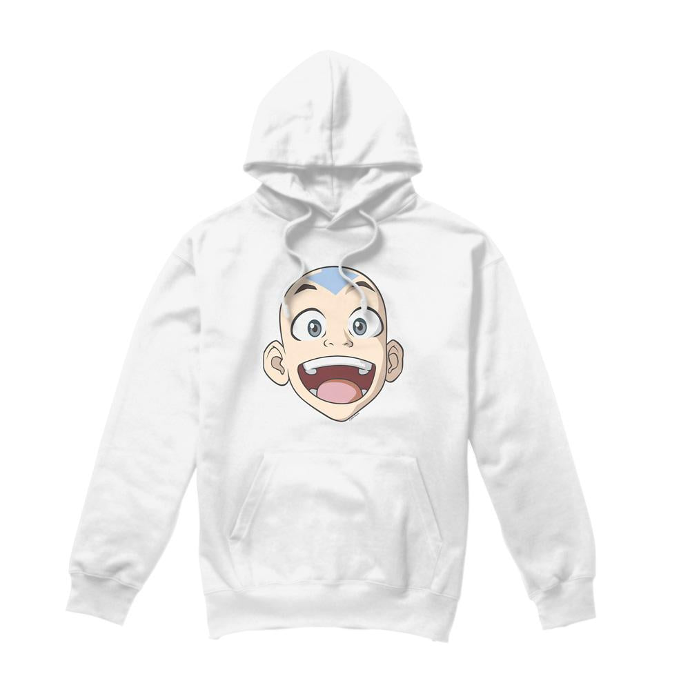 White - Front - Avatar: The Last Airbender Mens Aang Big Face Hoodie