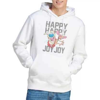 White - Lifestyle - Ren & Stimpy Mens Happy Happy Joy Joy Hoodie