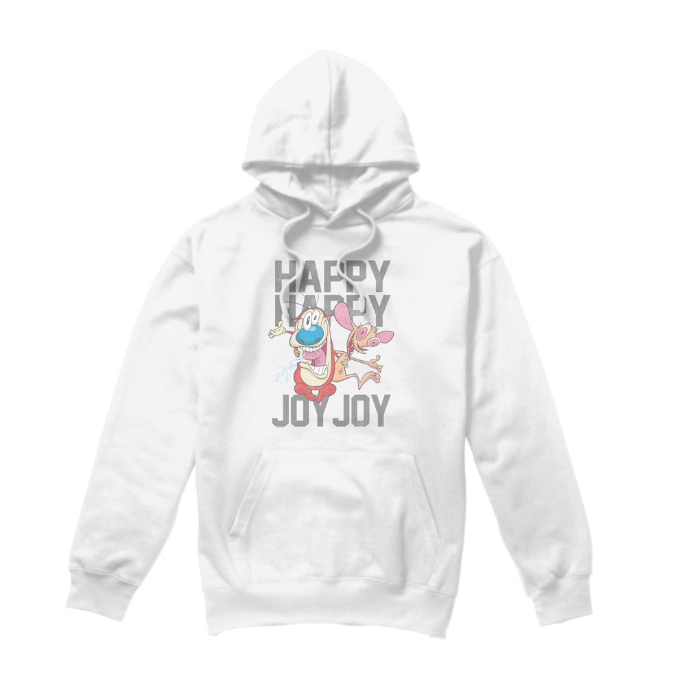 White - Front - Ren & Stimpy Mens Happy Happy Joy Joy Hoodie