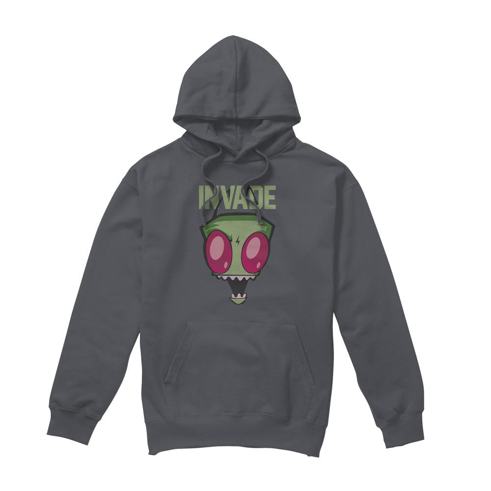 Charcoal - Front - Invader Zim Mens Invade Hoodie