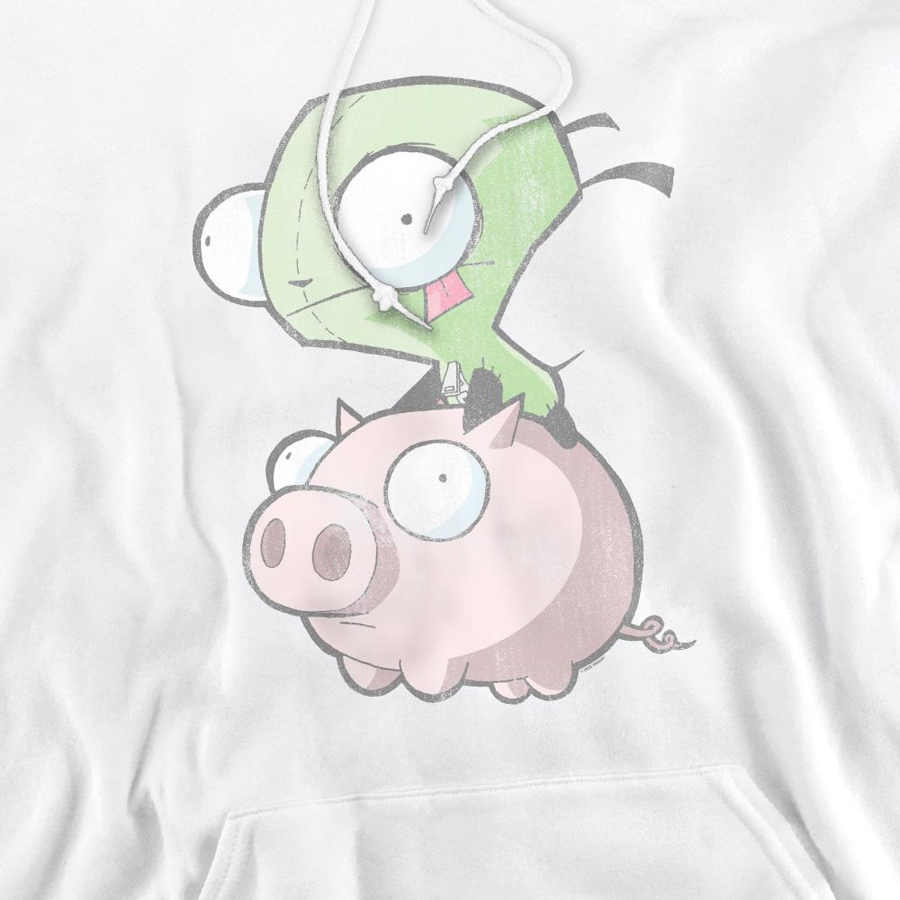 White - Pack Shot - Invader Zim Mens Gir & Pig Hoodie