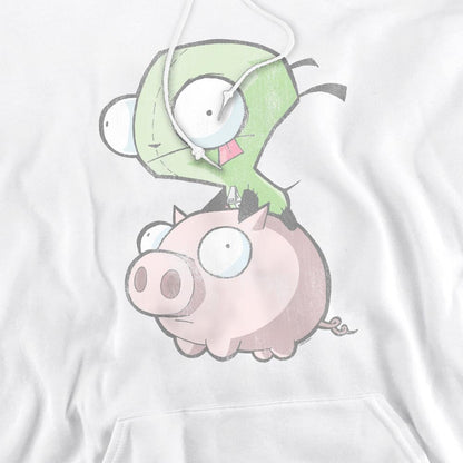 White - Pack Shot - Invader Zim Mens Gir & Pig Hoodie