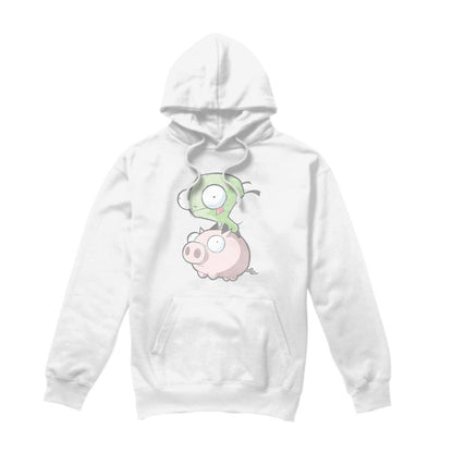 White - Front - Invader Zim Mens Gir & Pig Hoodie