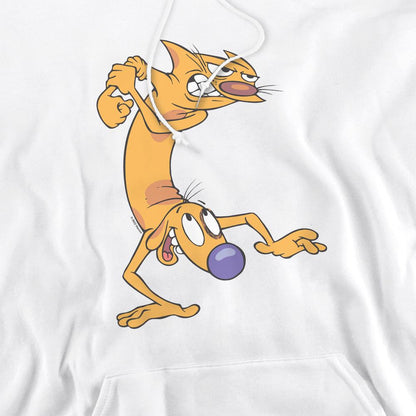 White - Pack Shot - CatDog Mens Ready To Fight Hoodie