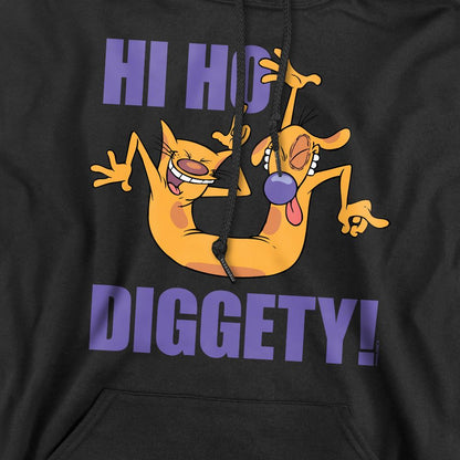 Black - Pack Shot - CatDog Mens Hi Ho Diggety Hoodie