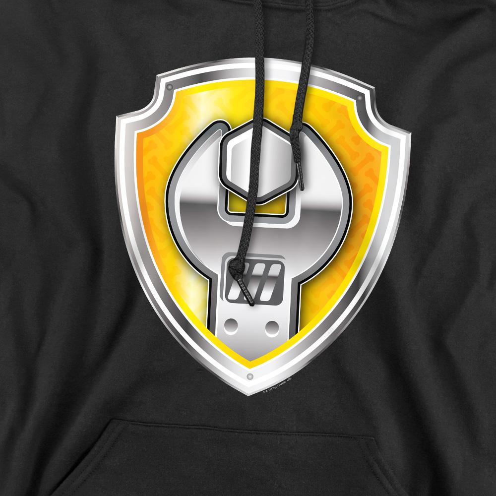 Black - Pack Shot - Paw Patrol Mens Rubble Badge Hoodie