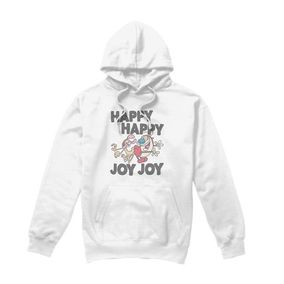 White - Front - Ren & Stimpy Mens Happy Happy Joy Joy Hoodie