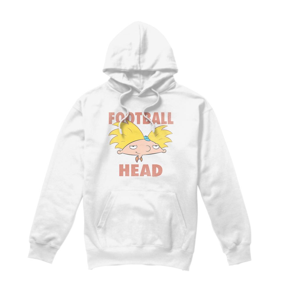 White - Front - Hey Arnold! Mens Football Head Hoodie