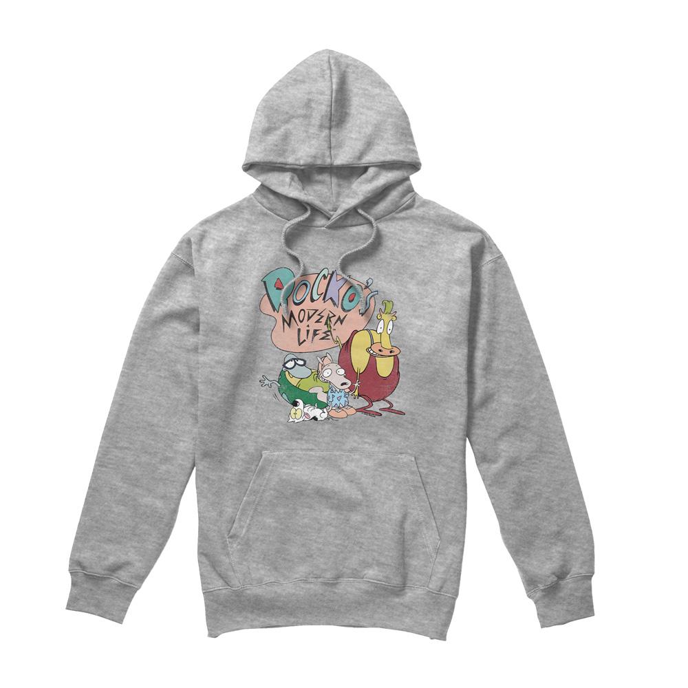 Sport Heather - Front - Rocko´s Modern Life Mens Logo Group Hoodie