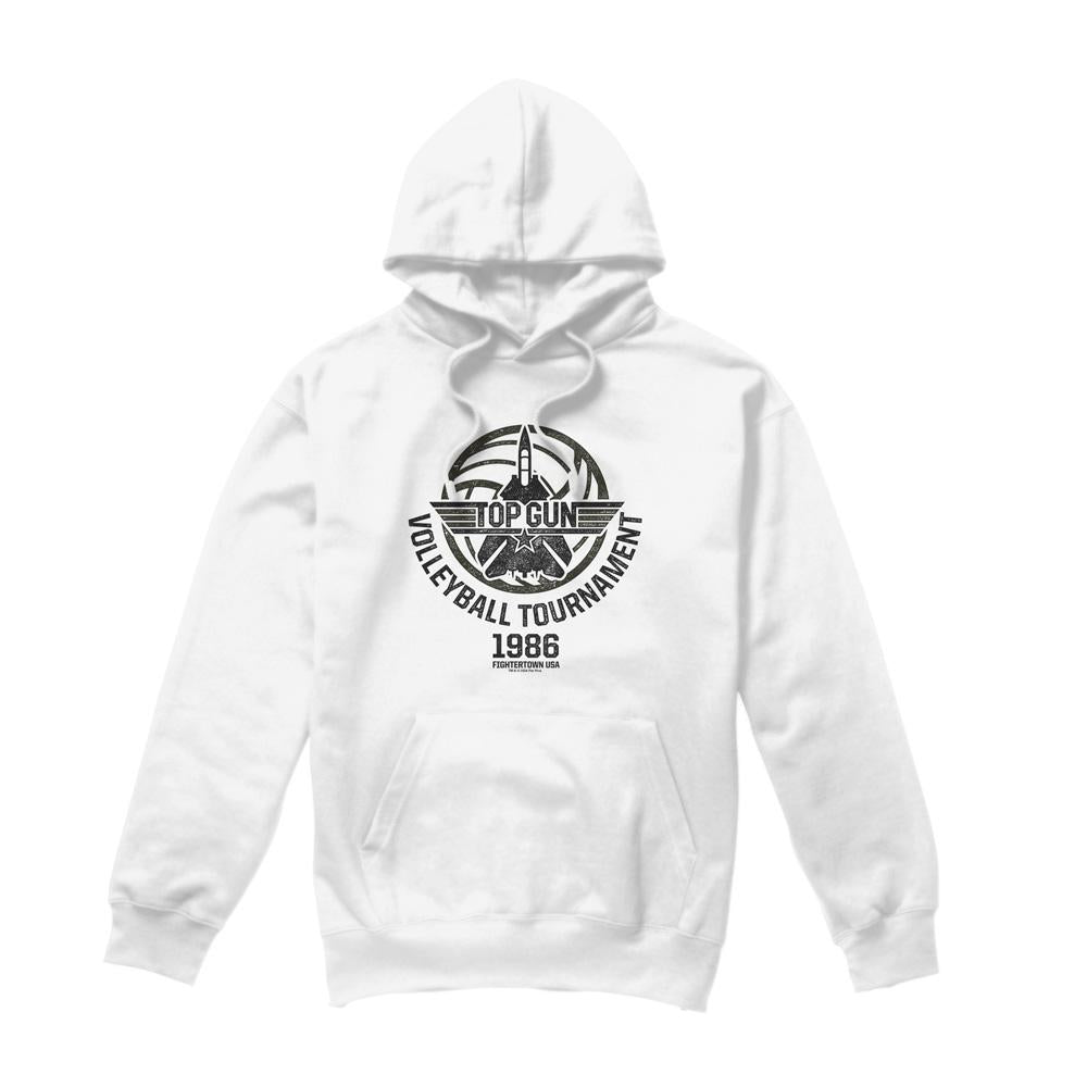 White - Front - Top Gun Mens Volleyball Hoodie