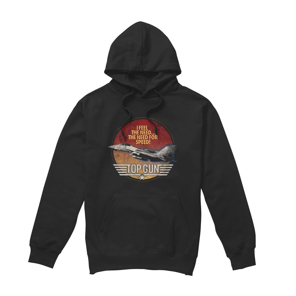 Black - Front - Top Gun Mens Fighter Hoodie