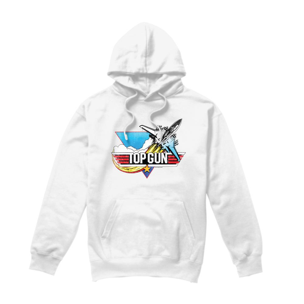 White - Front - Top Gun Mens Jet Swoop Logo Hoodie