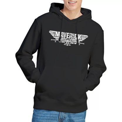 Black - Pack Shot - Top Gun Mens Maverick Logo Hoodie