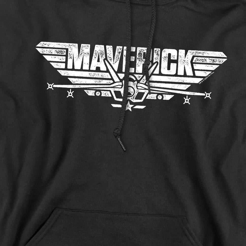Black - Side - Top Gun Mens Maverick Logo Hoodie