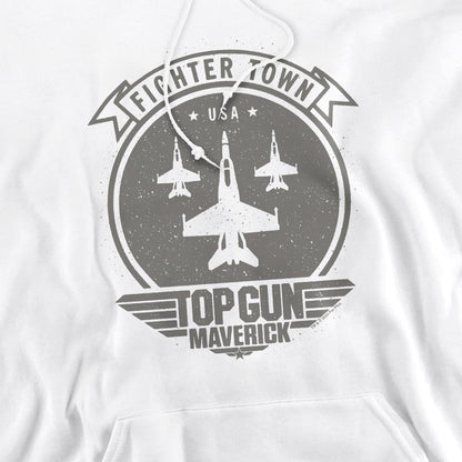 White - Pack Shot - Top Gun: Maverick, Top Gun: Maverick Mens Fighter Town Hoodie