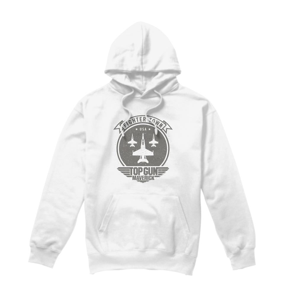 White - Front - Top Gun: Maverick, Top Gun: Maverick Mens Fighter Town Hoodie
